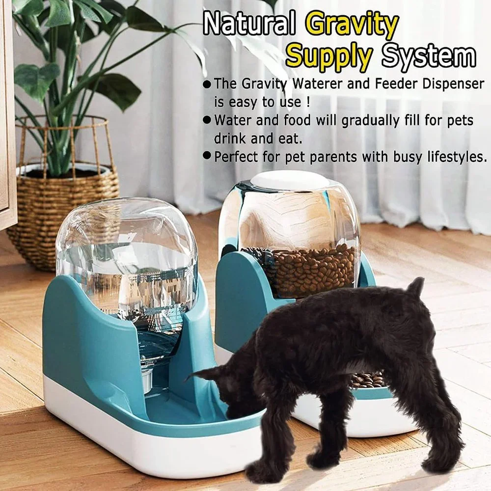Automatic Dog/Cat Feeder and Water Dispenser Set